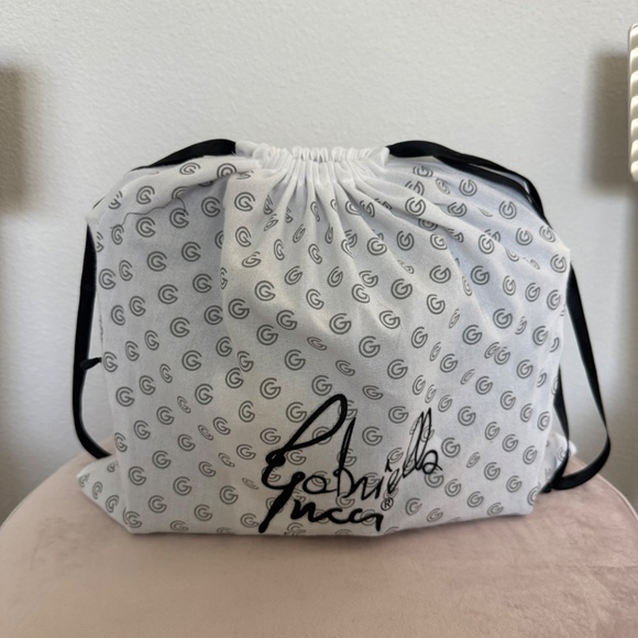 Gabriella Puccini Black Embossed Leather Bamboo Handle Bag with Dustbag– 10.5” - Picture 9 of 9